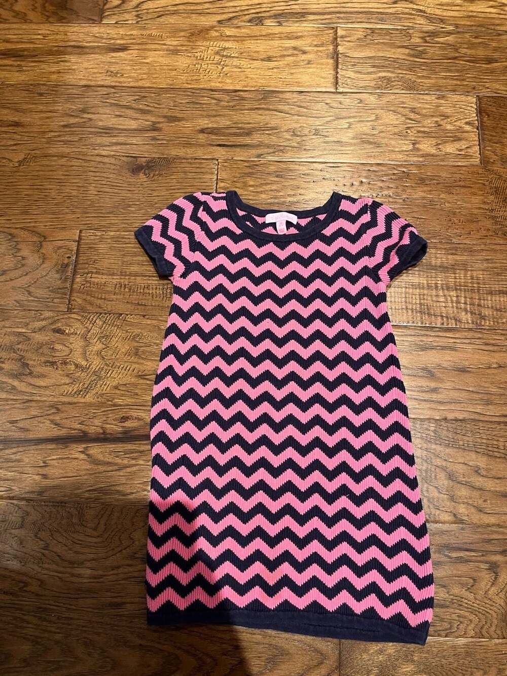 Lilly Pulitzer Girls Little Santana Pink and Navy Chevron Sweater Dress